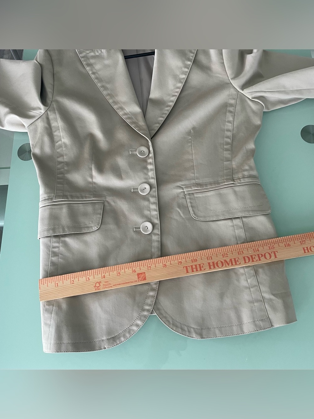 CAbi Women's Cream Beige Khaki Tailored Button Blazer Jacket - Picture 10 of 13